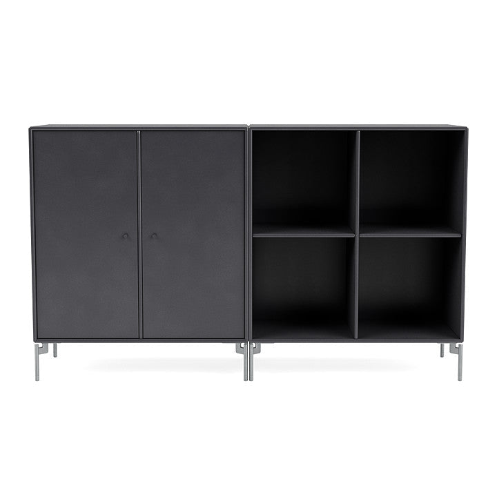 Montana Pair Classic Sideboard With Legs, Carbon Black/Matt Chrome