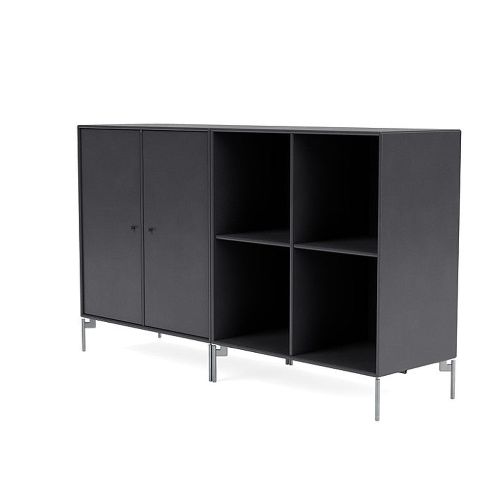 Montana Pair Classic Sideboard With Legs, Carbon Black/Matt Chrome