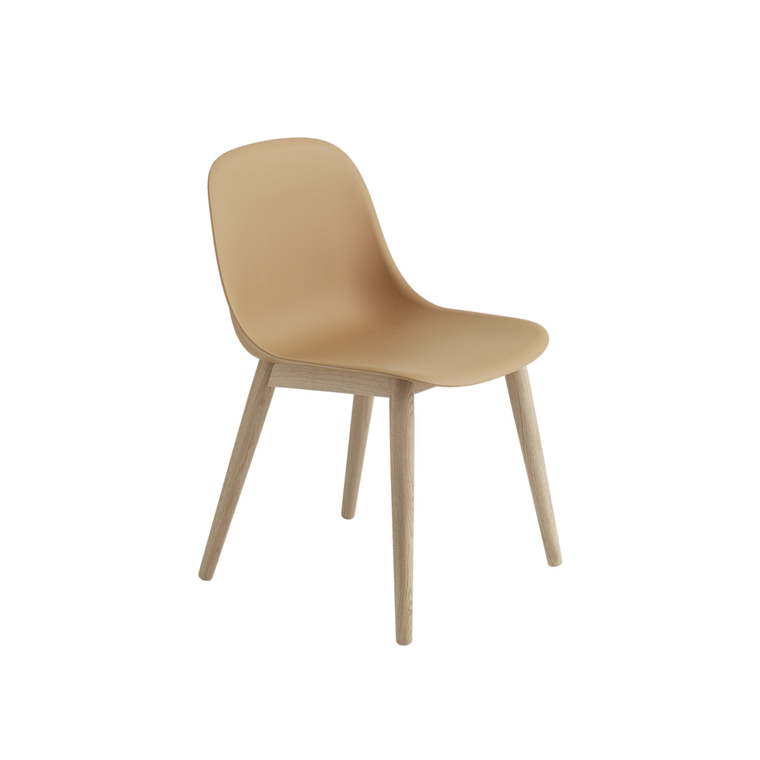 Muuto Fibre Boczne krzesło drewniane nogi, siedzenie światłowodowe, brązowe
