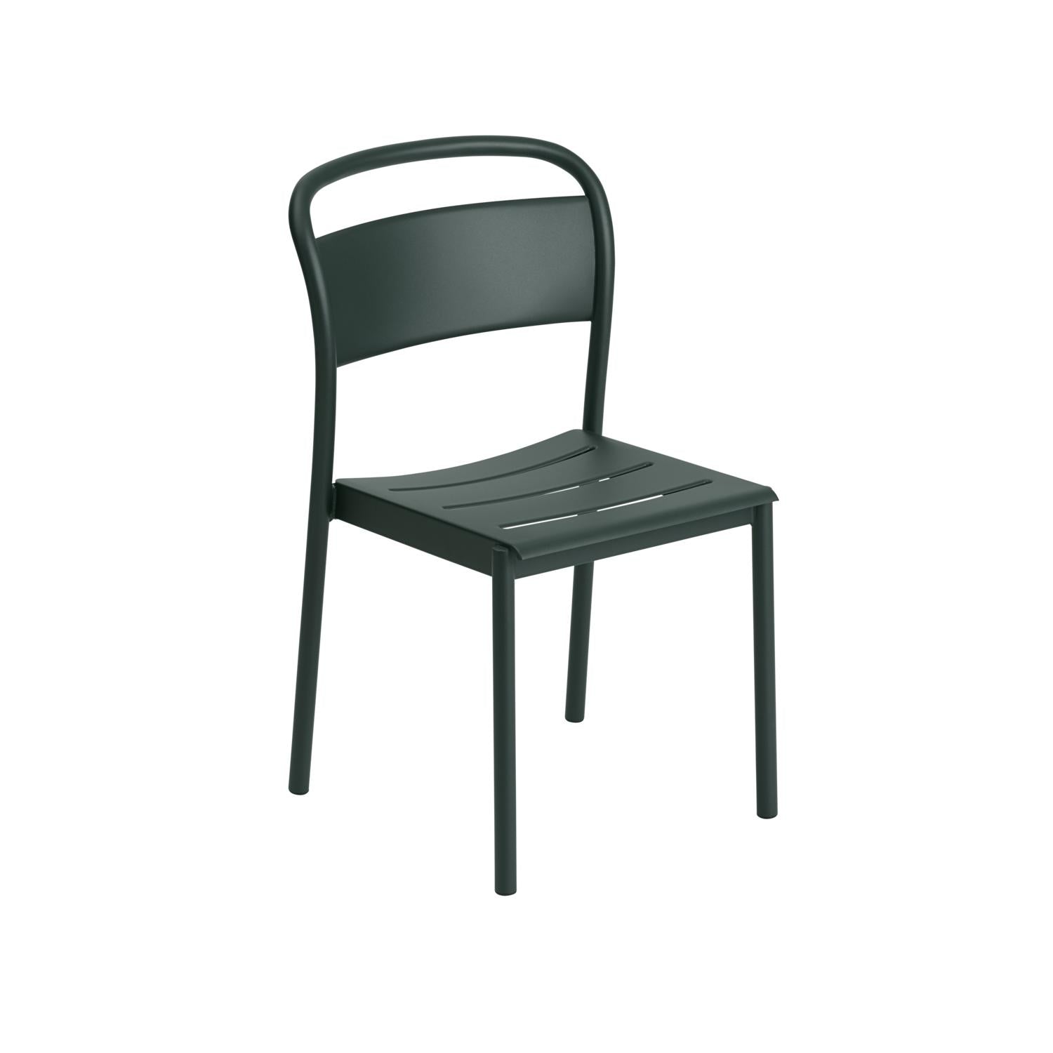 Muuto liniowe stalowe krzesło boczne, ciemnozielone