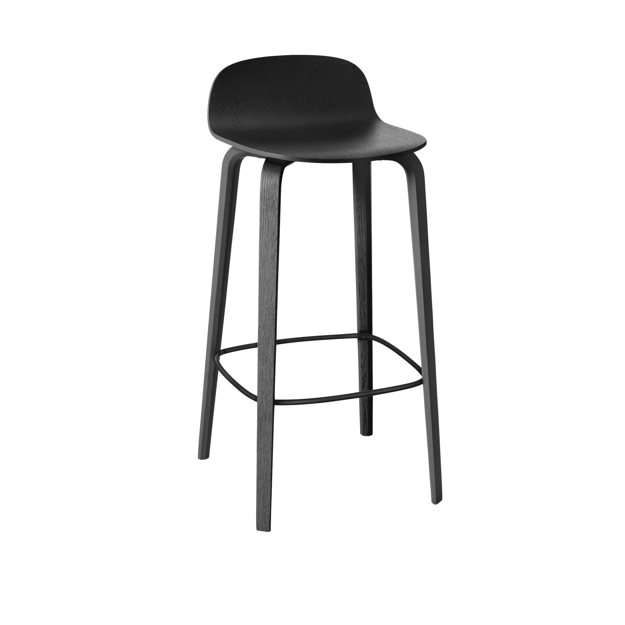 Muuto Visu Barstool drewniane nogi, H 75 cm, czarny