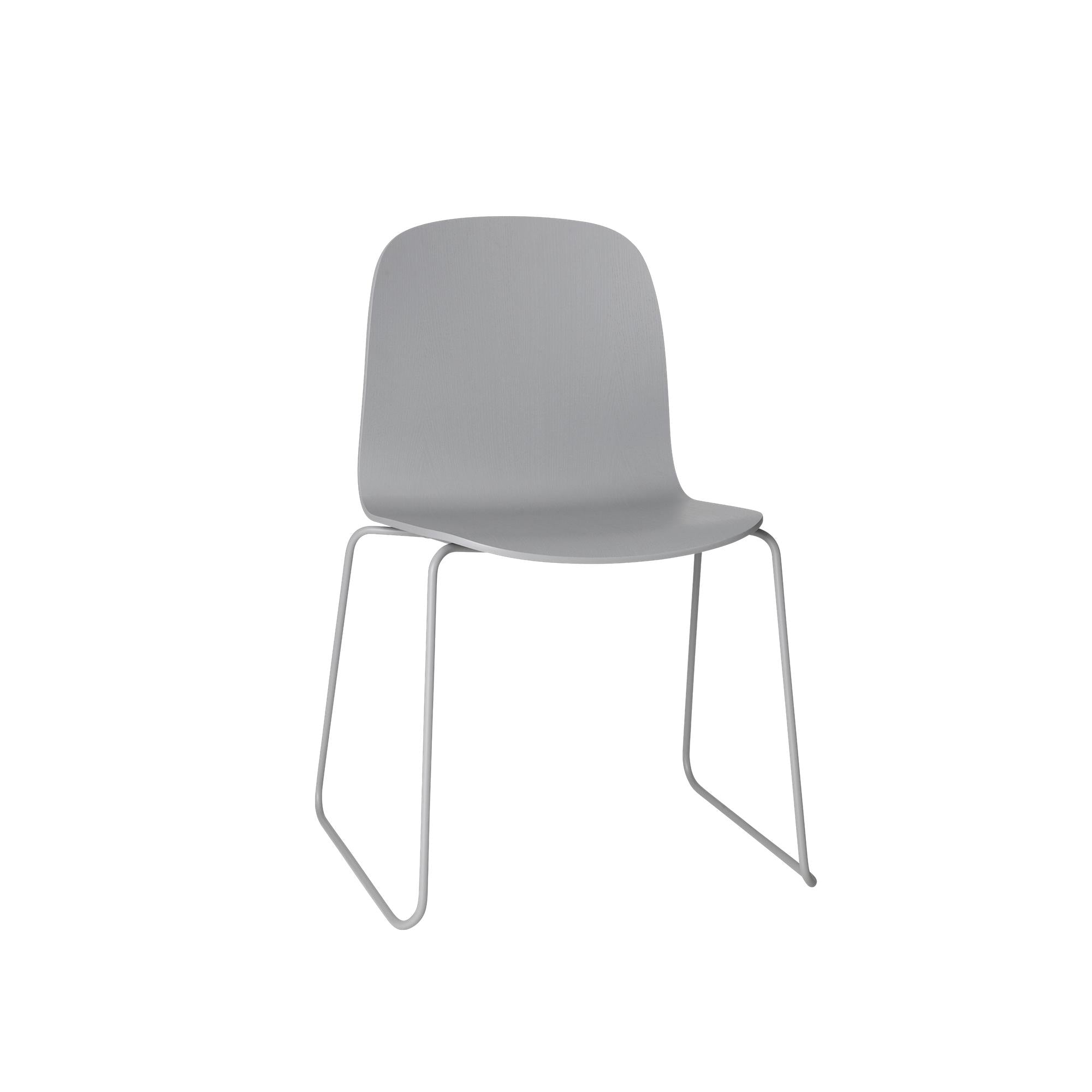 Muuto Visu Chair Sled Base, Wooden Seat, Grey