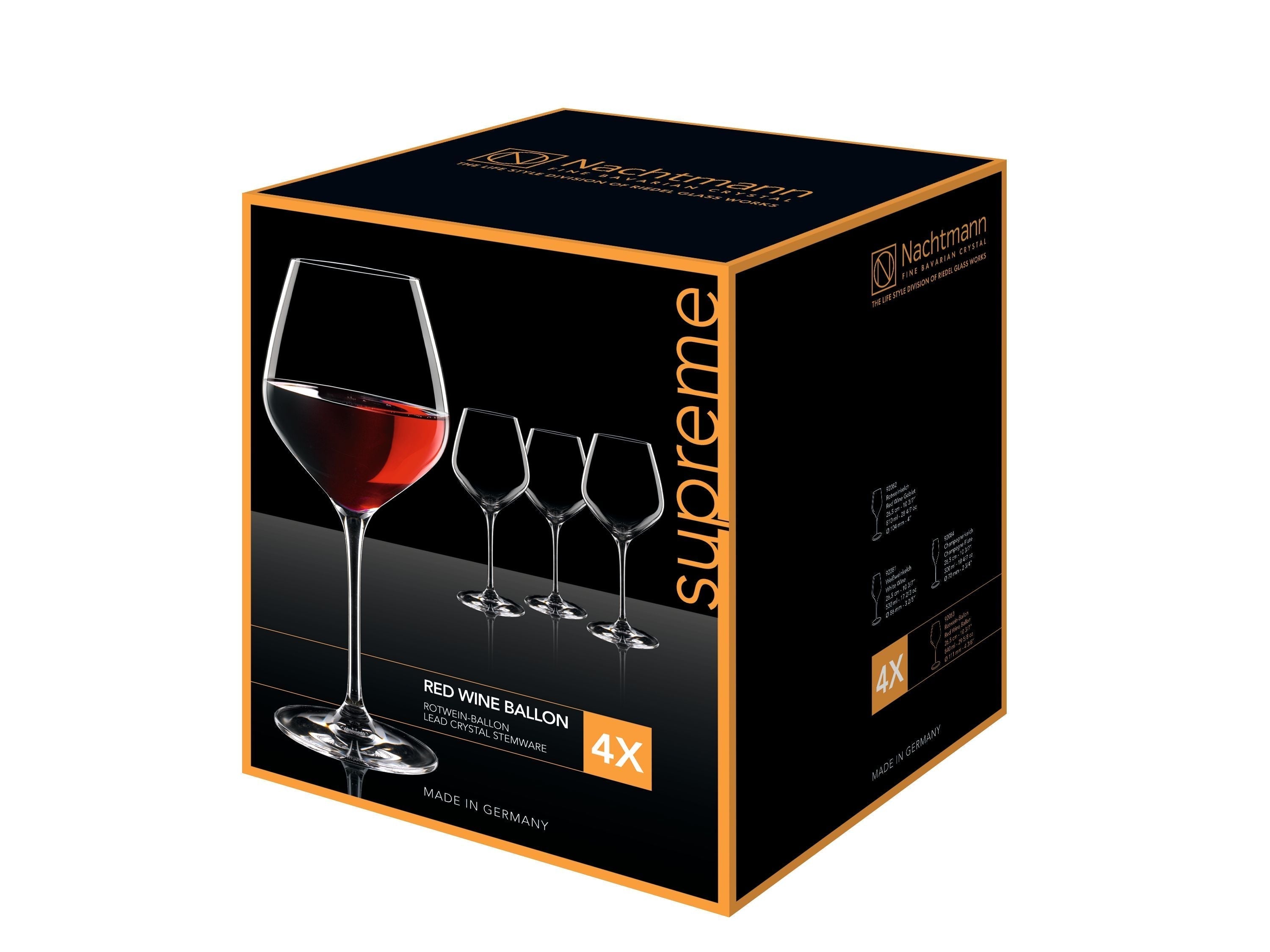 Nachtmann Supreme Burgundy Red Wine Glasses 840 Ml, Set Of 4