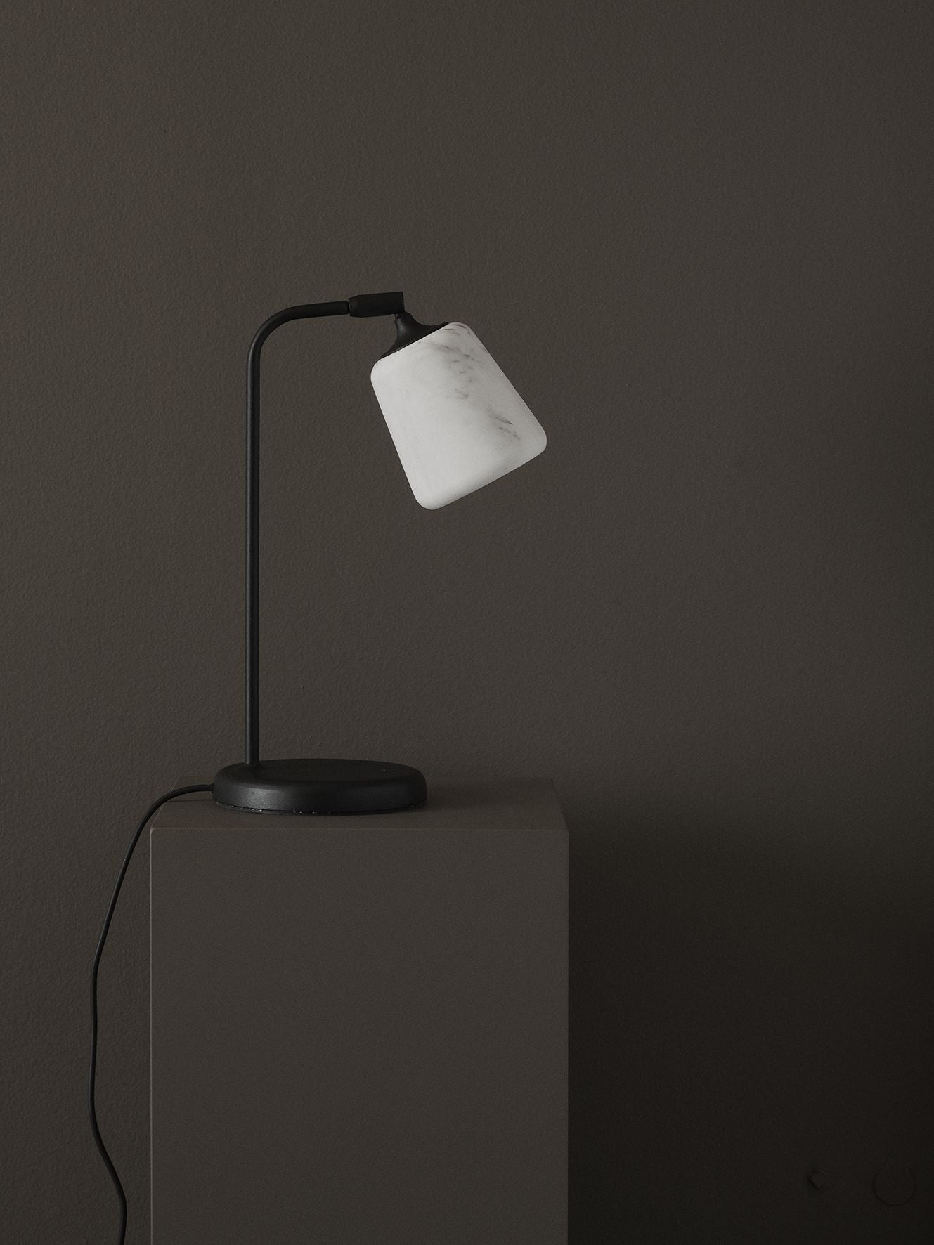 New Works Material Table Lamp, White Marble