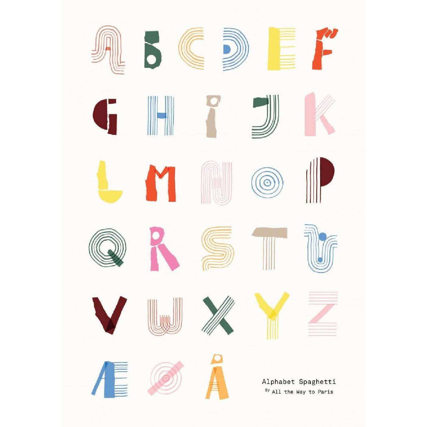 Papierowe zbiorowe alfabet spaghetti dk plakat 50x70 cm, wielokolorowy