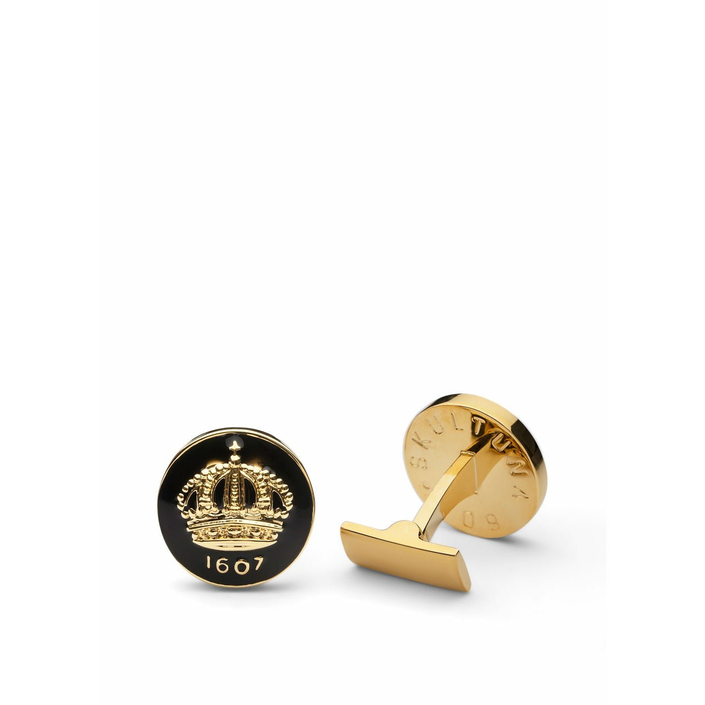 Skultuna Crown Gold Cufflink Ø1,7 cm, barokowa czarna