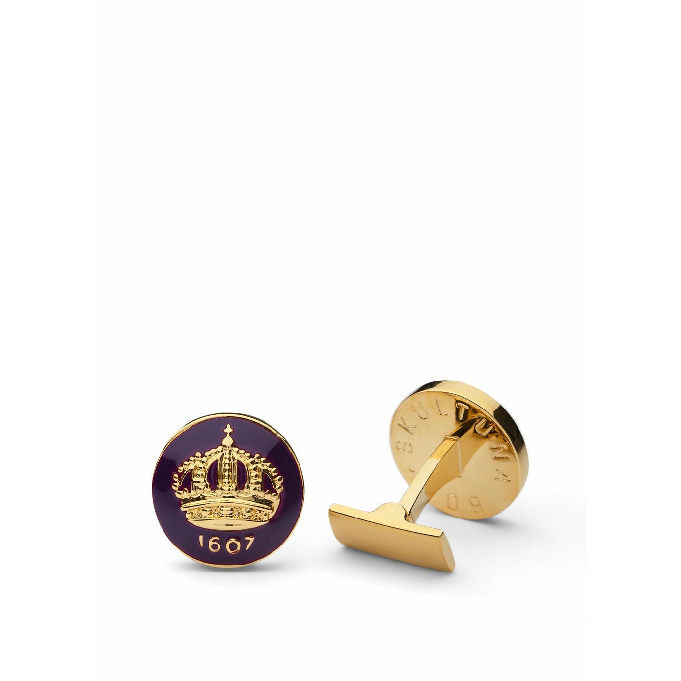 Skultuna Crown Gold Cufflink Ø1,7 cm, Palatyn Purple