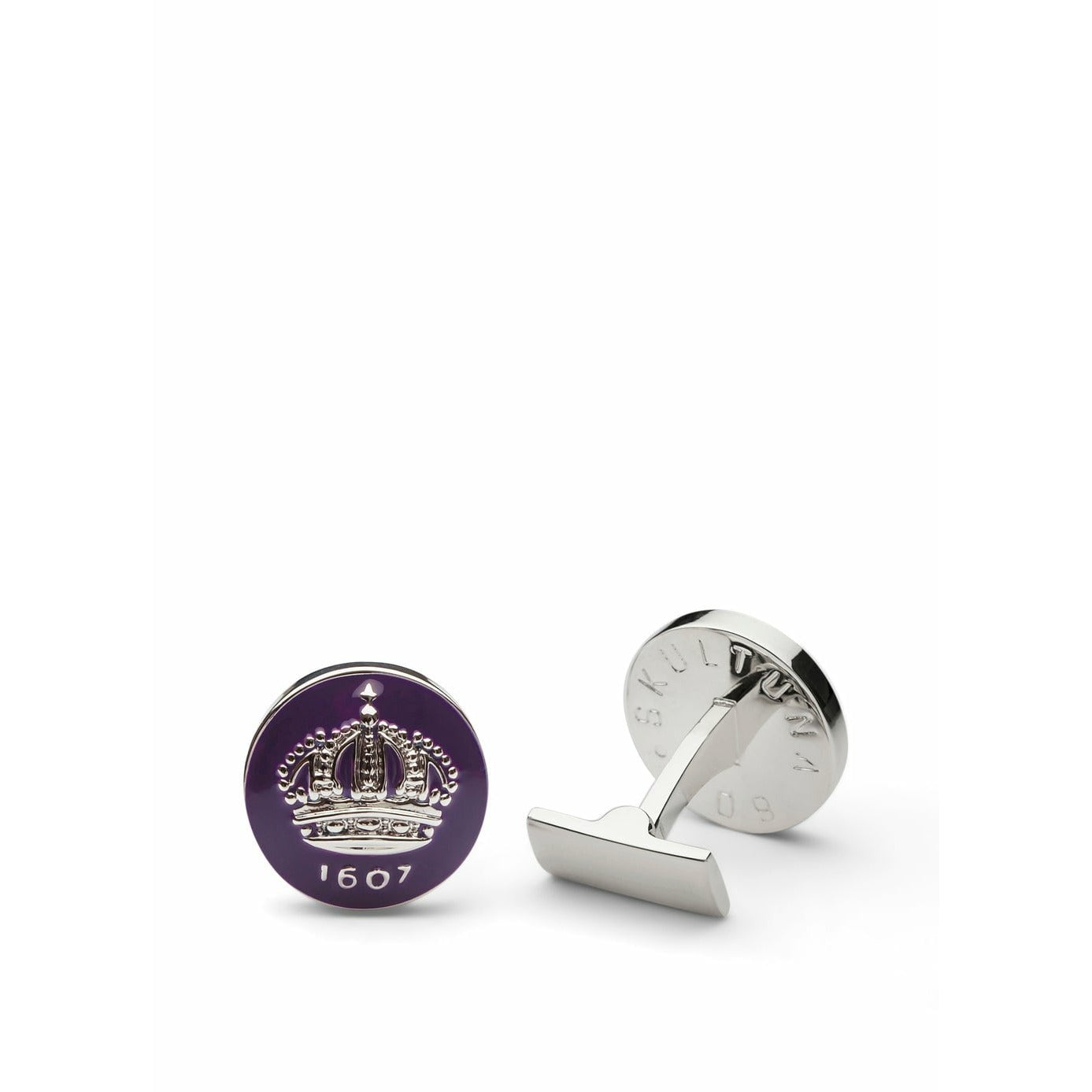 Skultuna Crown Silver Cufflink Ø1,7 cm, Palatyn Purple