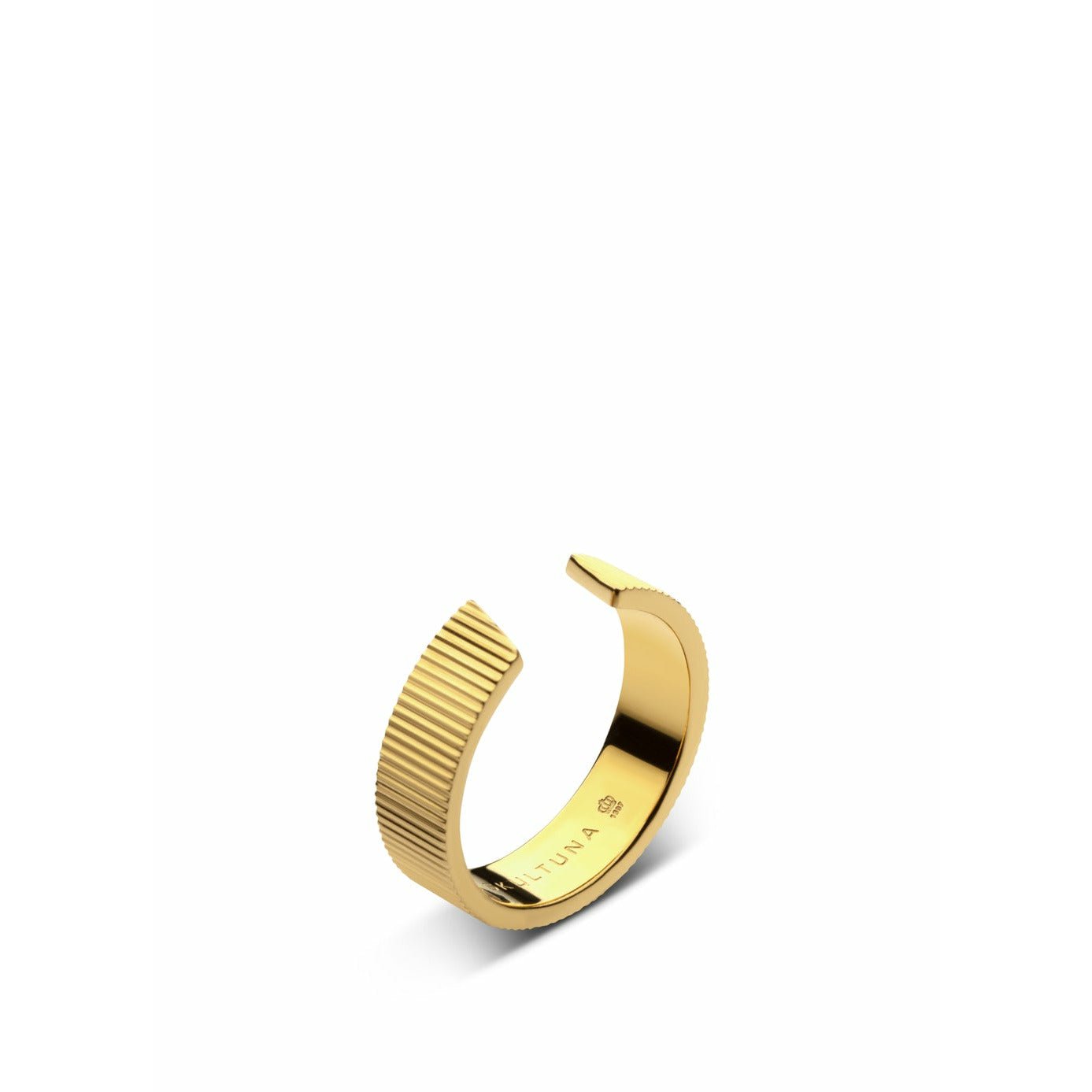 Szultuna pierścień żebrowany szeroki mały 316 l stalowy złoto platowany, Ø1,6 cm