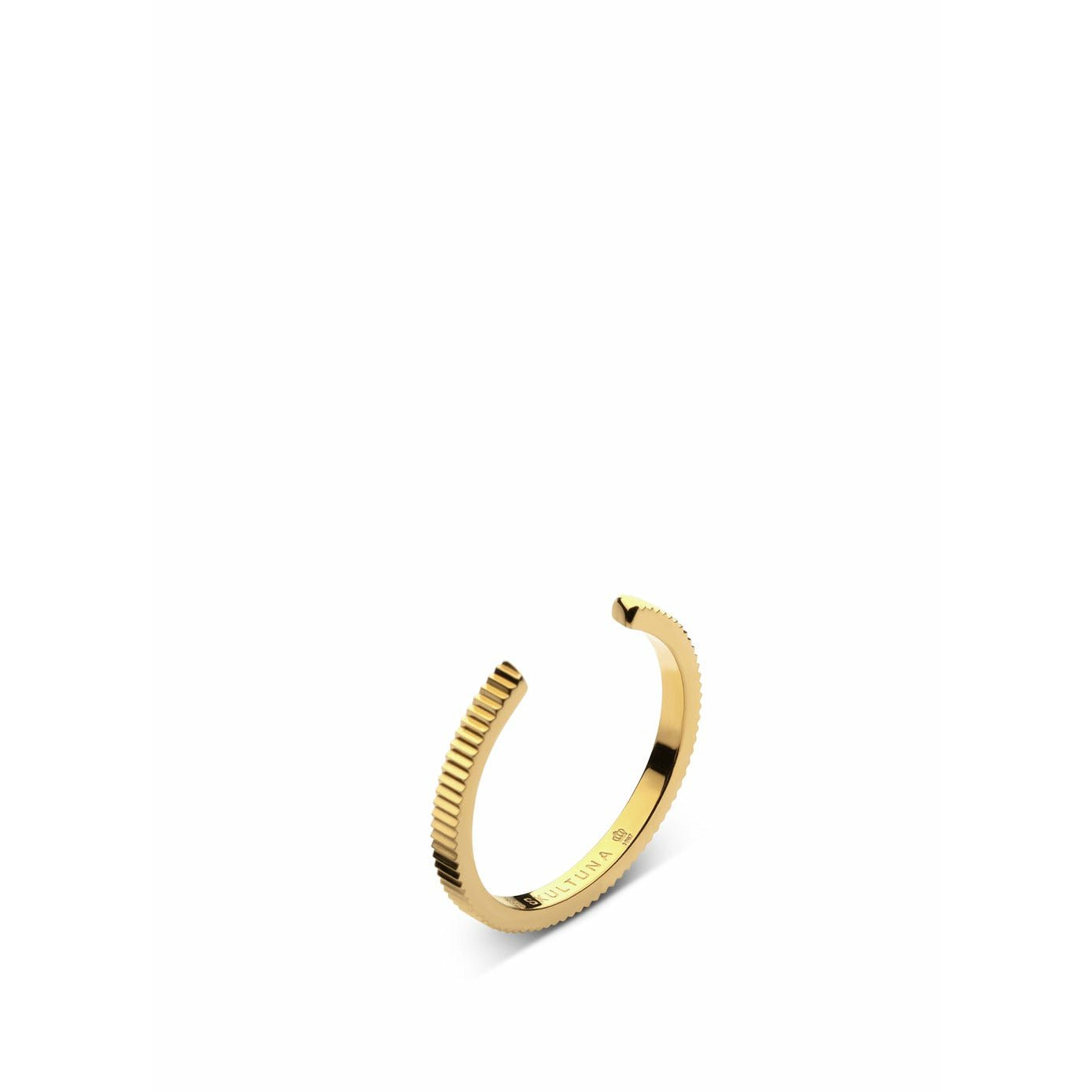 Szultuna żebrowana cienki pierścień mały 316 l stalowy złoto platowany, Ø1,6 cm