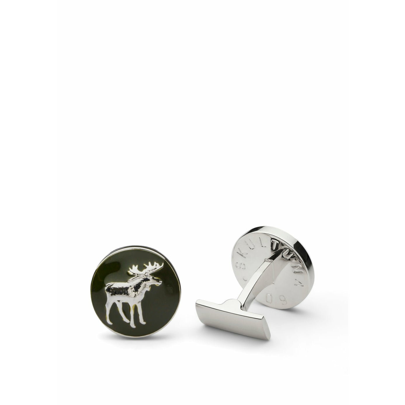 Skultuna The Hunter Cufflink The Elk Silver Splated mosiądz, Ø1,7 cm