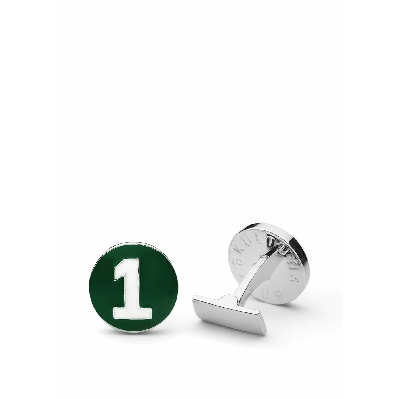 Skultuna The Racer Cufflink ø1,7 Cm, Green/White