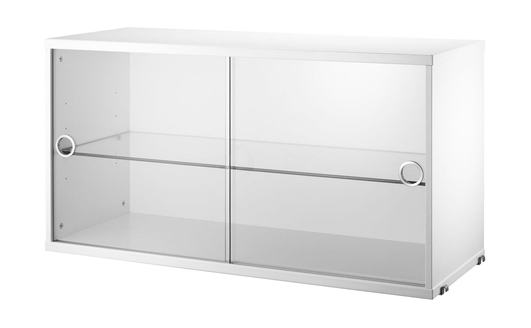 Meble strunowe element szafki z przesuwnymi szklanymi drzwiami, biały