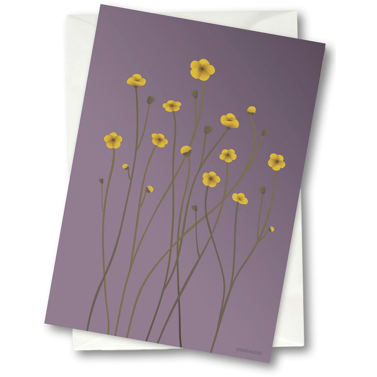 Vissevasse Buttercup Karta z życzeniami 15 x 21 cm, fiolet