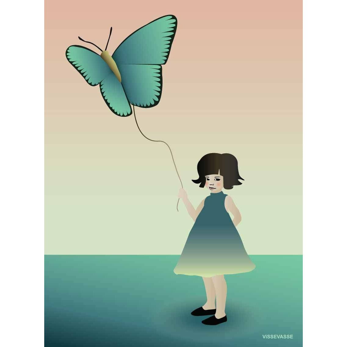 Vissevasse Girl with the Butterfly Plakat, 30 x40 cm