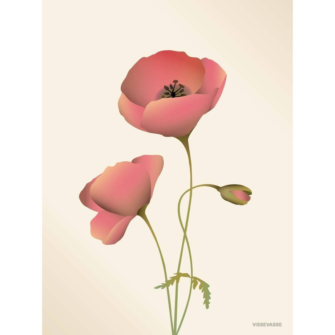 Vissevasse Poppy plakat 15 x21 cm, beza