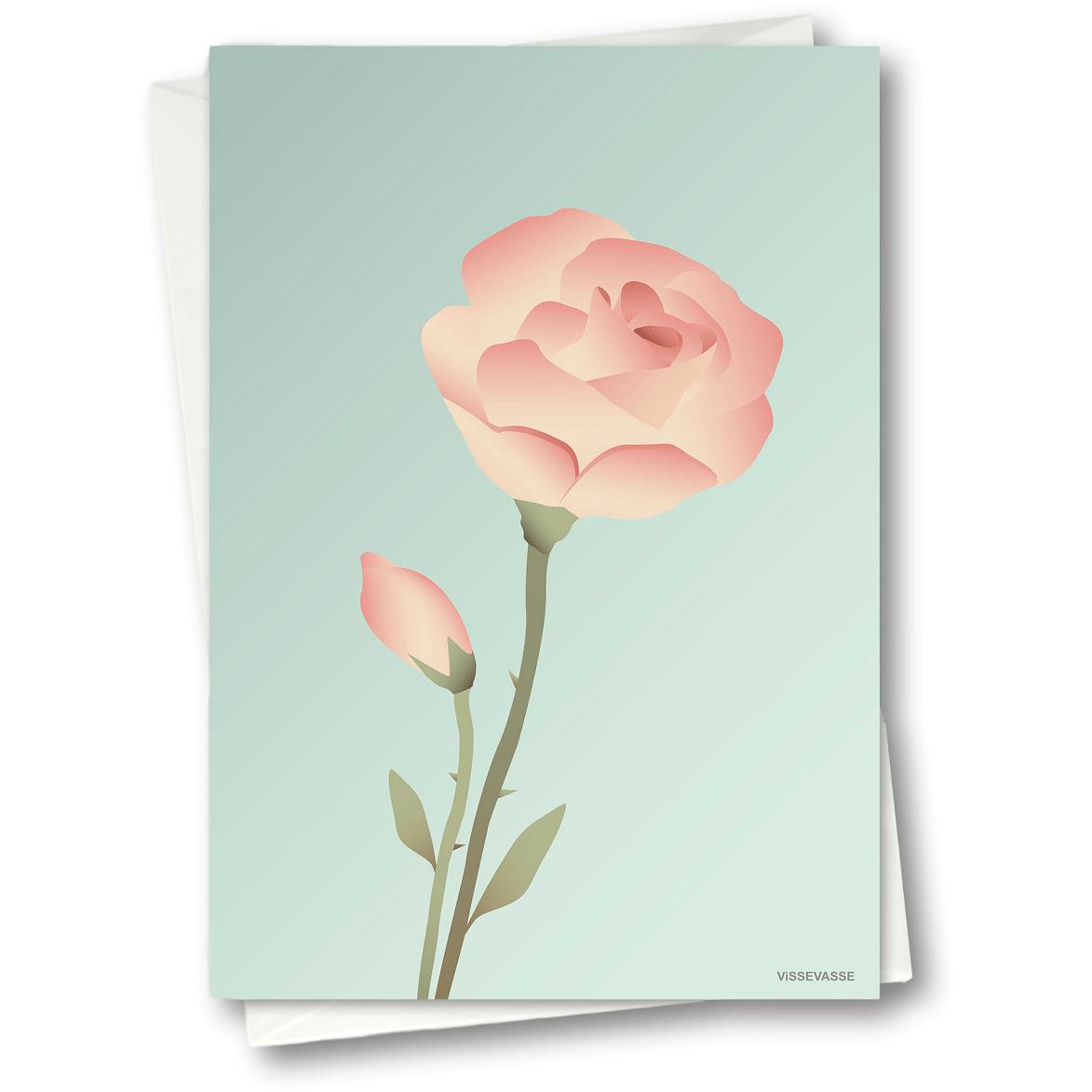Vissevasse Rose Greeting Card 15 x21 cm, mięta