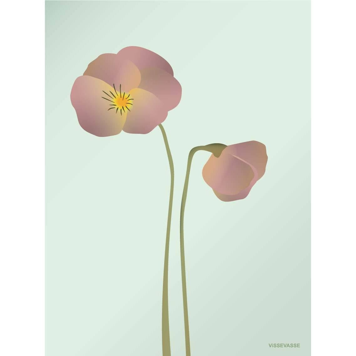 Vissevasse Pansy Poster Mint, 30 x40 cm