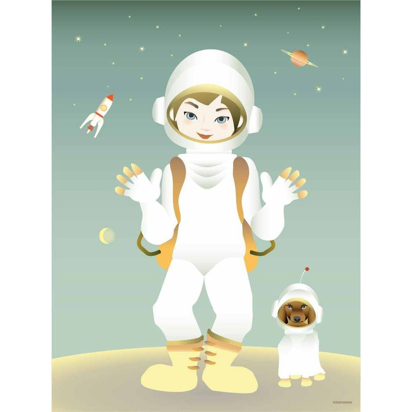 Vissevasse plakat astronauty, 15 x21 cm