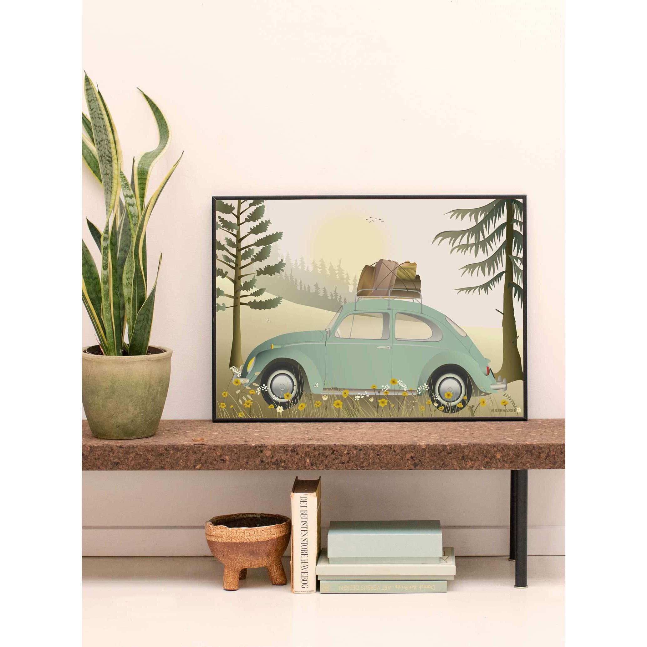 Vissevasse Vw Beetle Green Poster, 30 X40 Cm