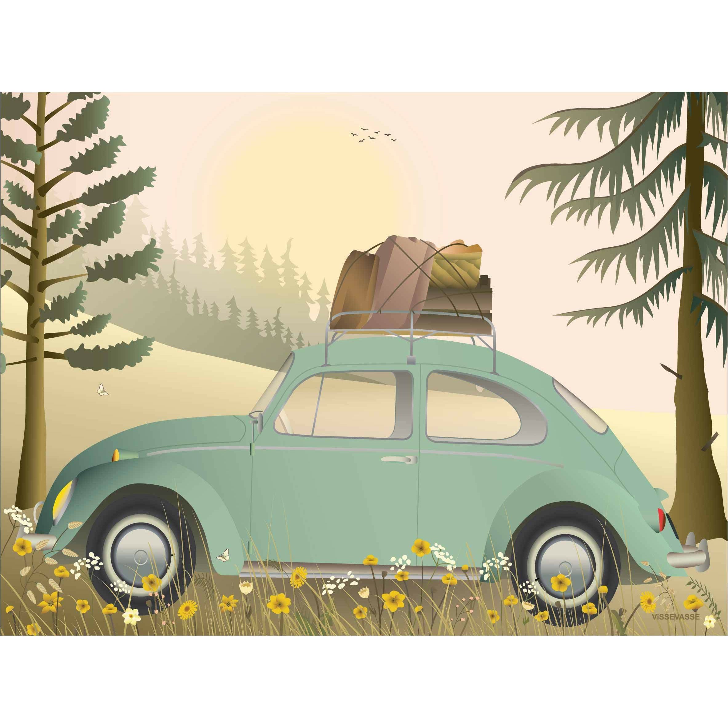 Vissevasse VW Beetle zielony plakat, 30 x 40 cm