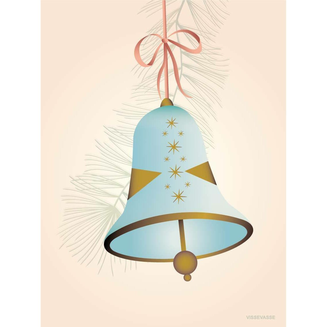 Vissevasse Christmas Bell Greeting Card 15 x21 cm, niebieski