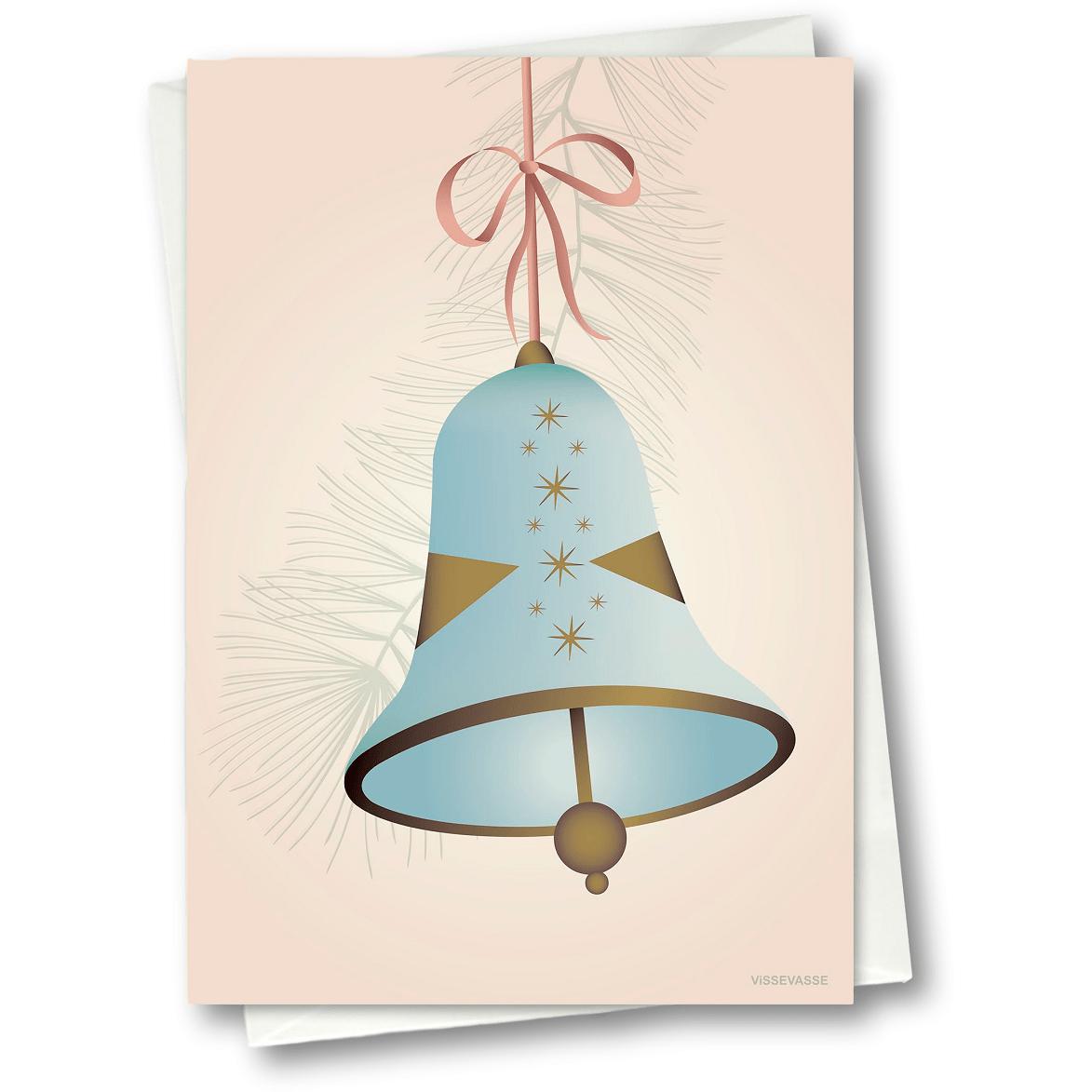 Vissevasse Christmas Bell Greeting Card 15 x21 cm, niebieski