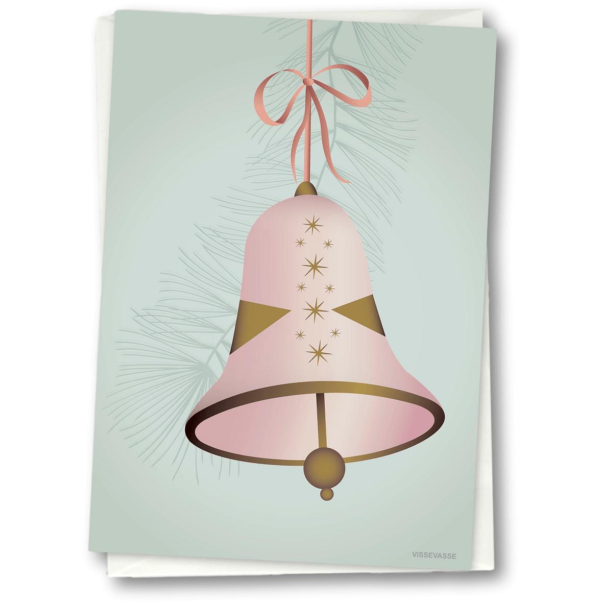 Vissevasse Christmas Bell Greeting Card 15 x21 cm, różowy