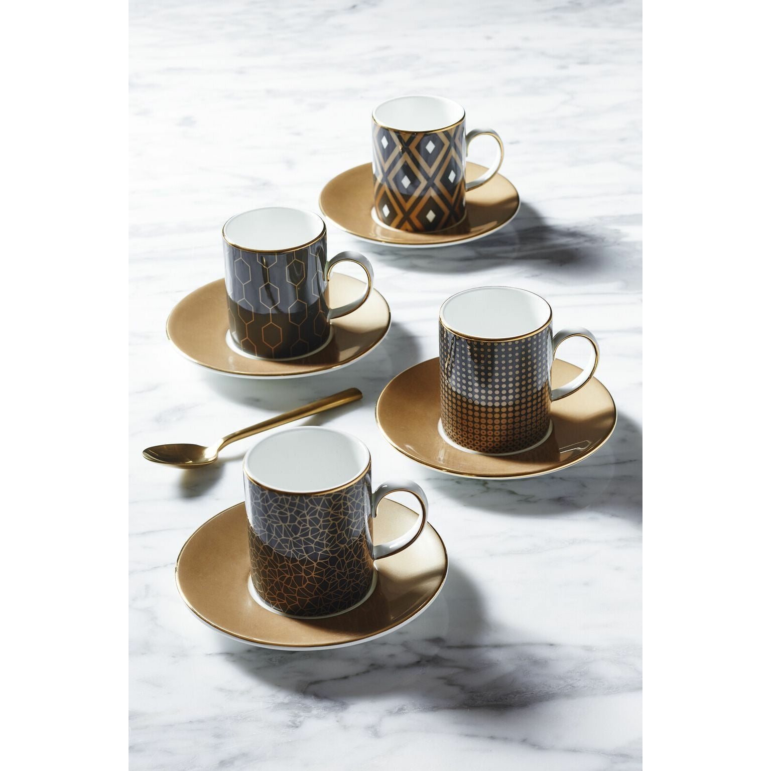 Wedgwood Arris Espresso Cup and Spocer Set 4pcs Pudownia