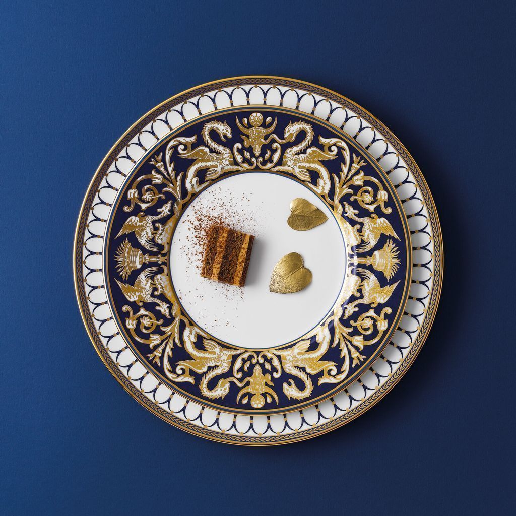 Wedgwood Renaissance Gold Florentine Accent Plate 23 cm, biały/niebieski